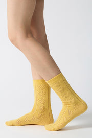 eyelet woolen socks yellow