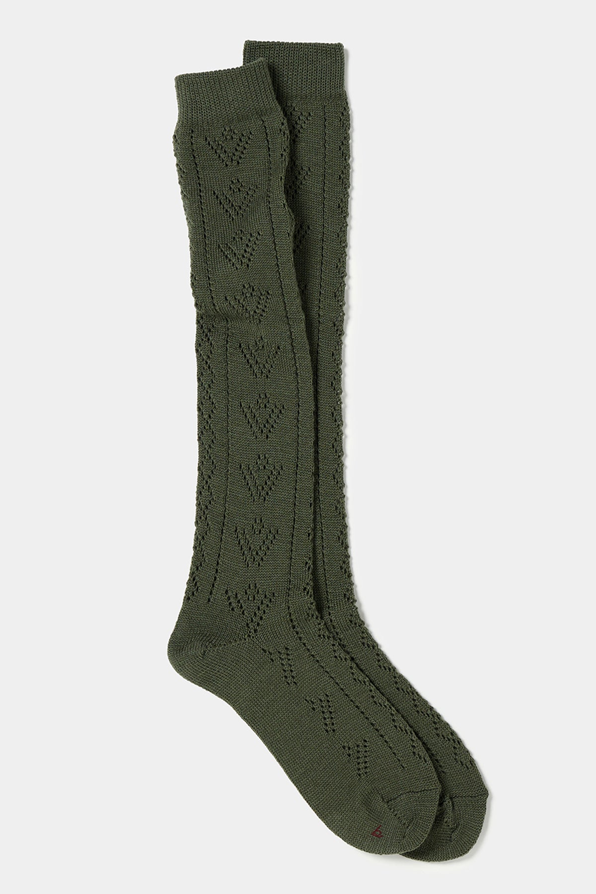 eyelet woolen knee high socks khaki