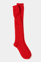 eyelet woolen knee high socks tomato