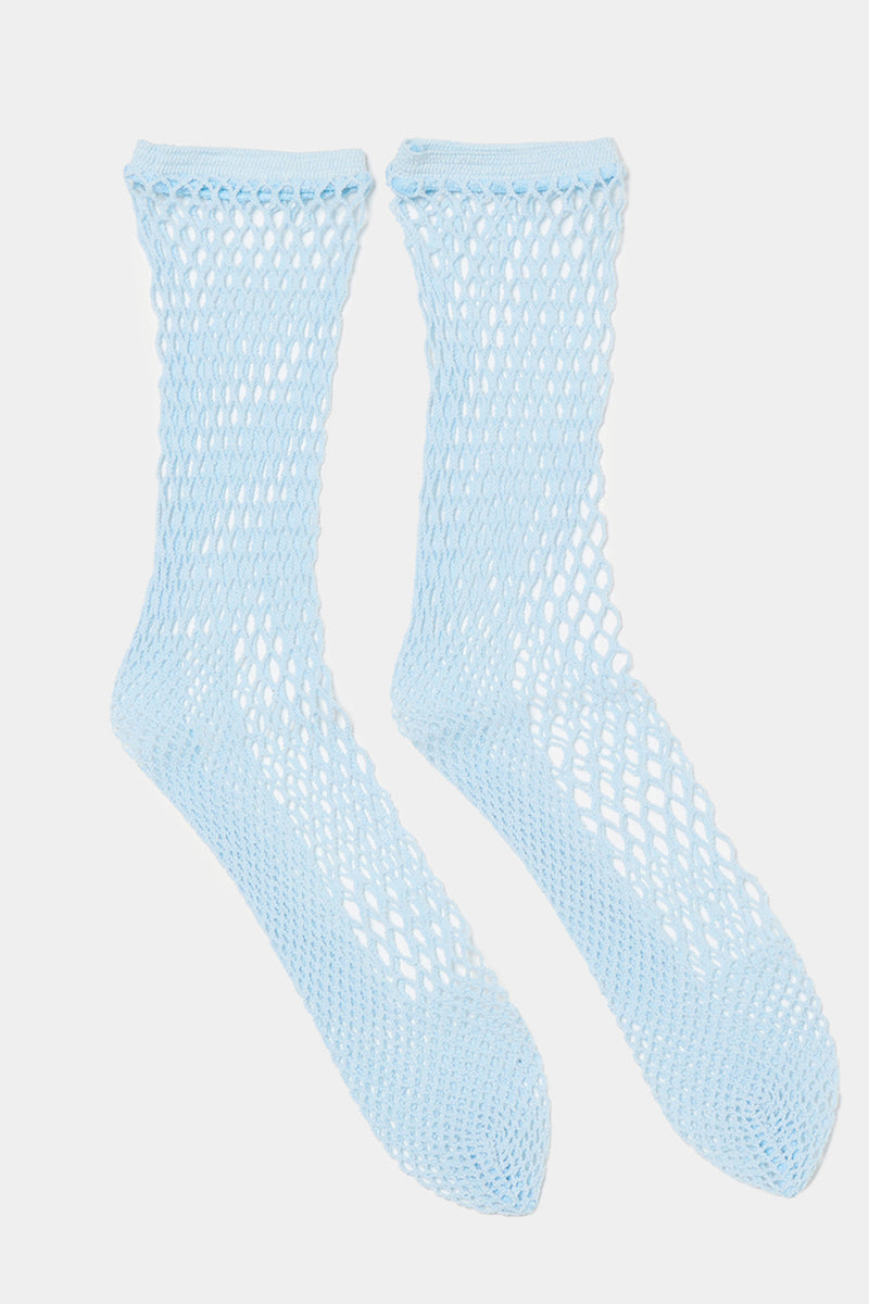 fishnet socks sky blue