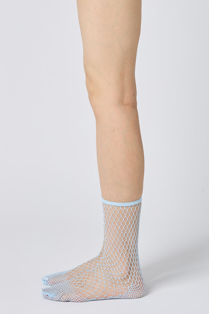 fishnet socks sky blue