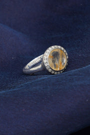 julia 3 ring silver icy white diamonds quartz