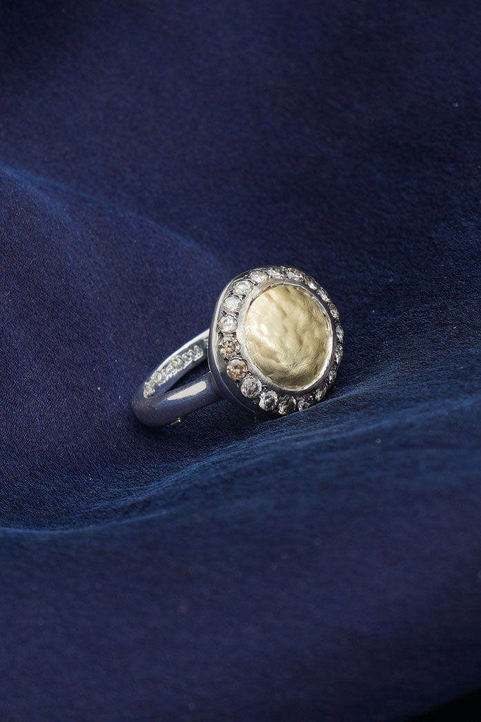 julia 3 ring silver yellow gold cognac diamonds