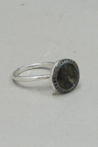 begum ring silver black diamonds green rutilated quartz