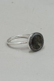 begum ring silver black diamonds green rutilated quartz
