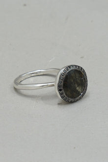 begum ring silver black diamonds green rutilated quartz