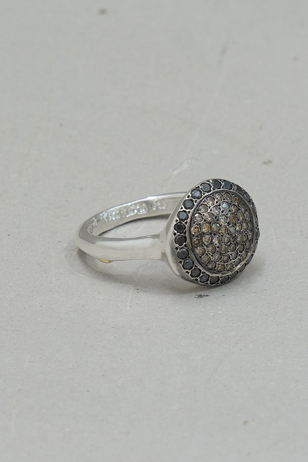 julia 3 ring silver black diamonds cognac diamonds
