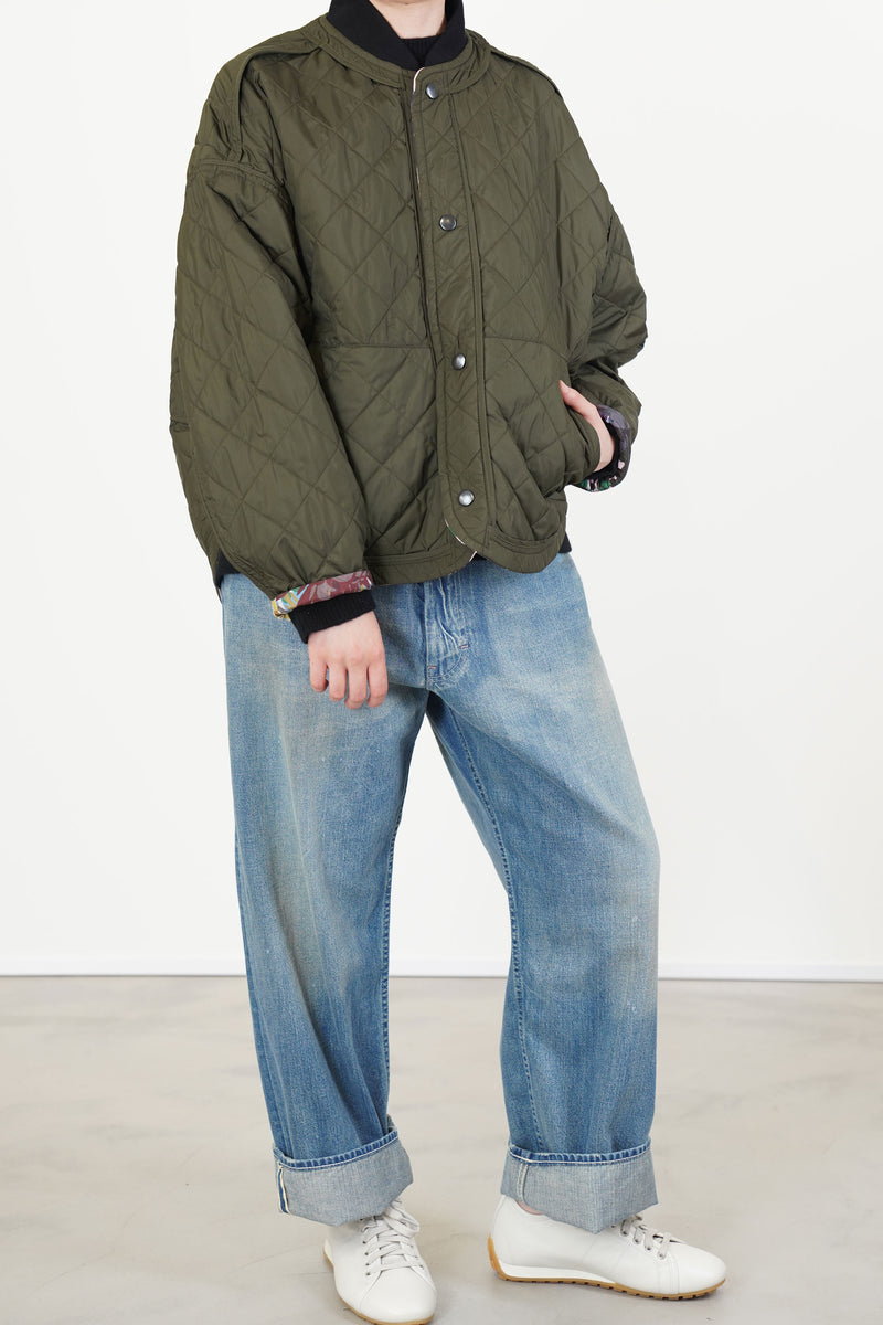 reversible irmi jacket khaki / chrysanthemums rose