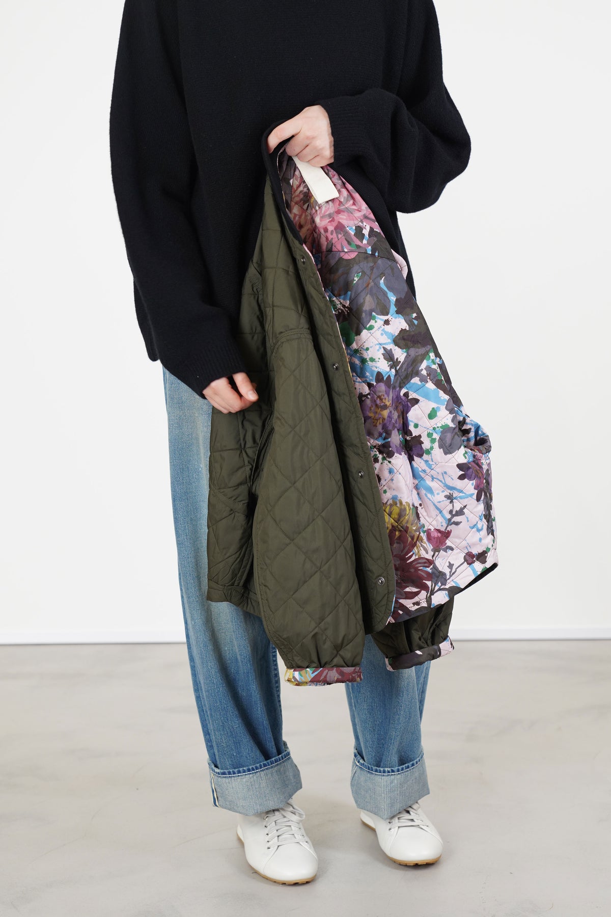 reversible irmi jacket khaki / chrysanthemums rose