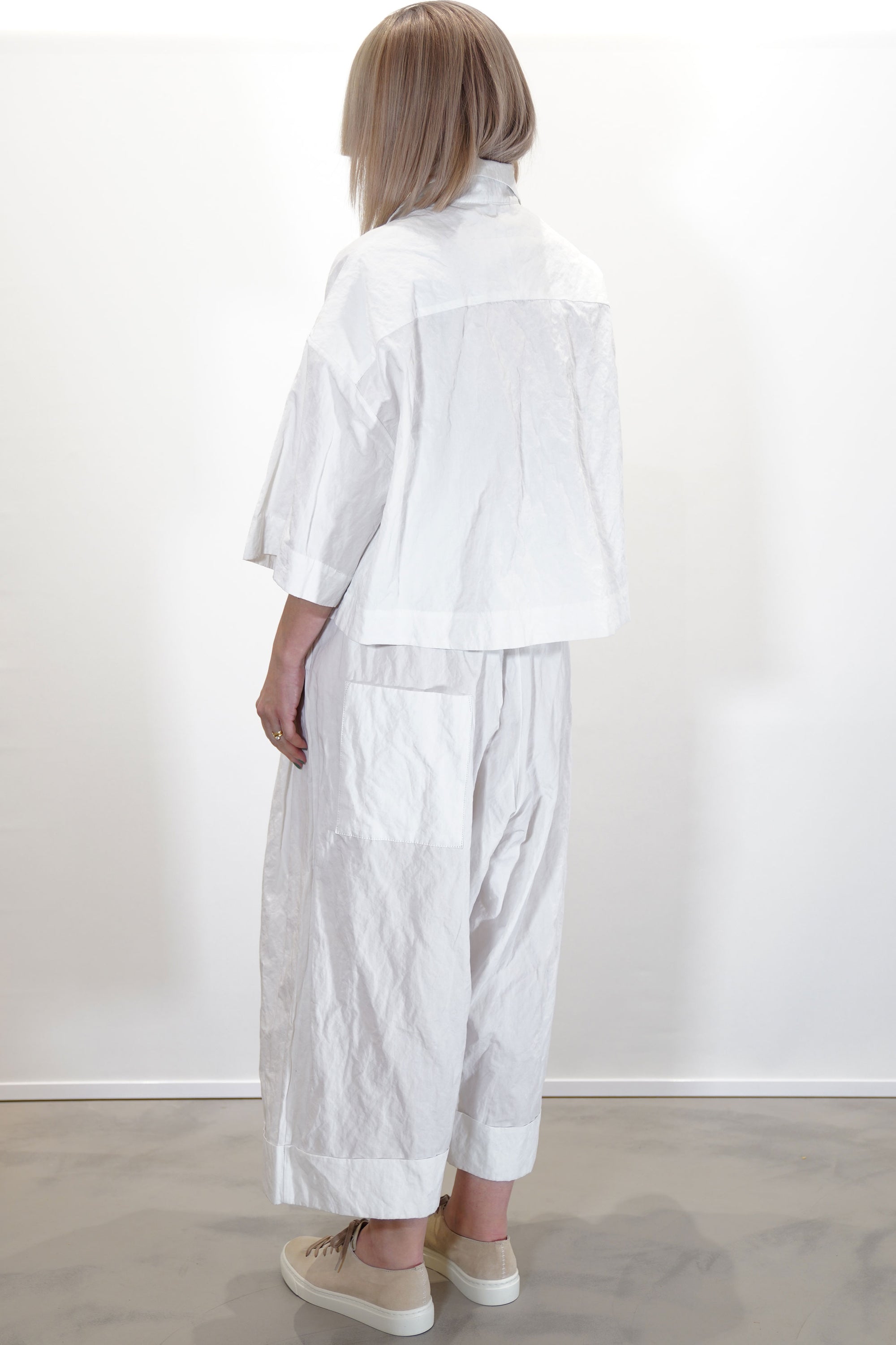 baker trousers crumpled cotton chalk