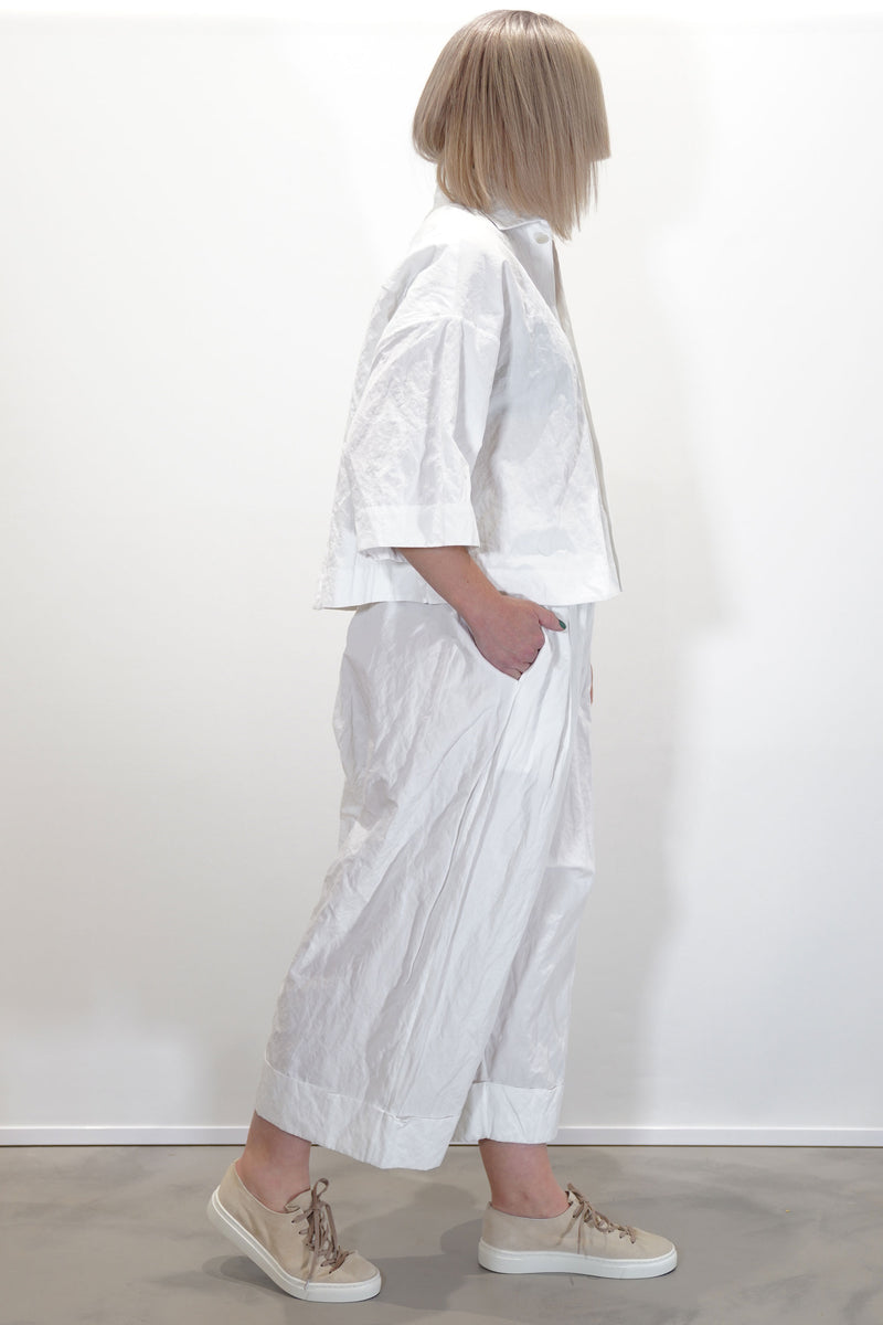 baker trousers crumpled cotton chalk