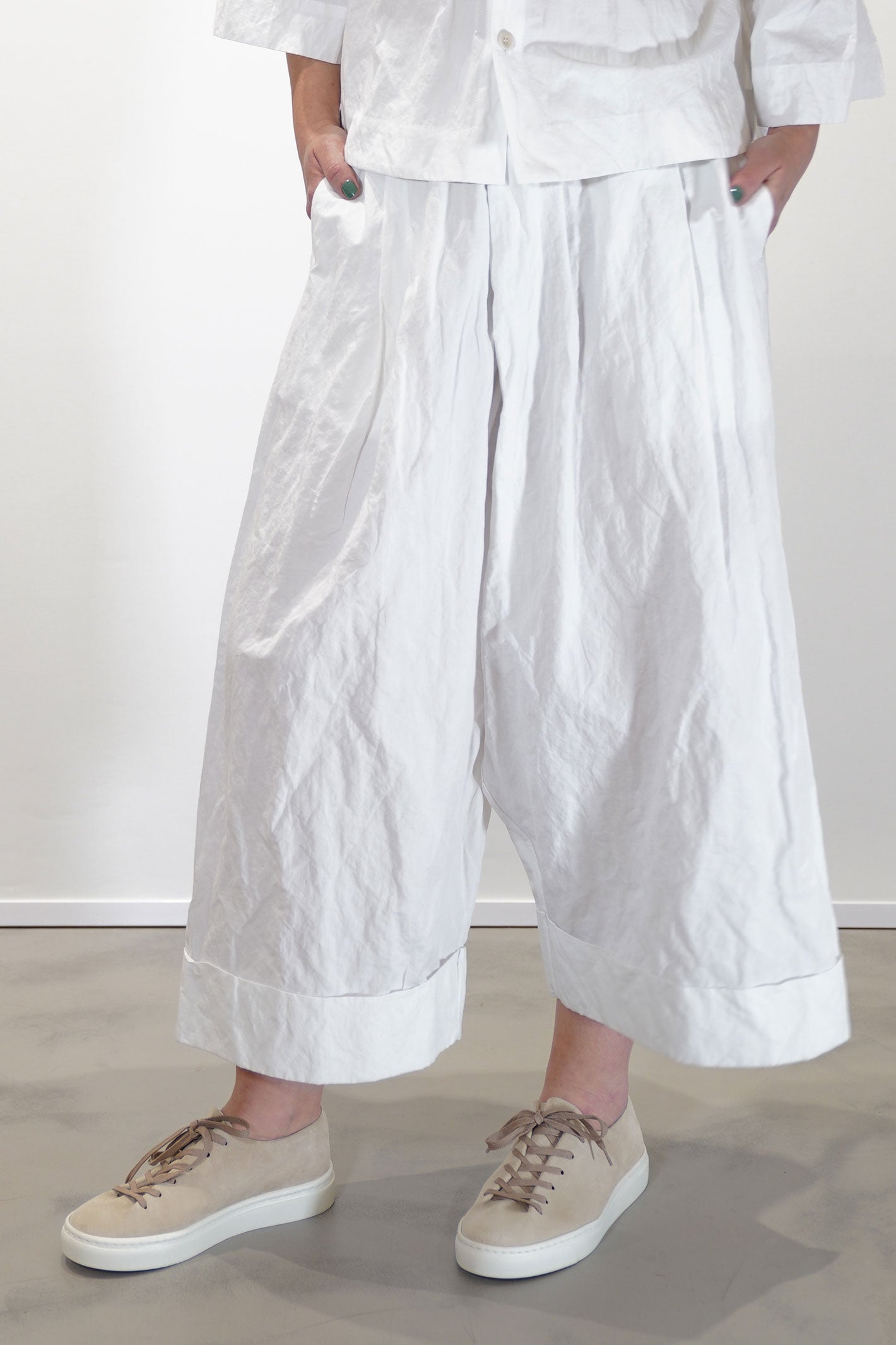 baker trousers crumpled cotton chalk