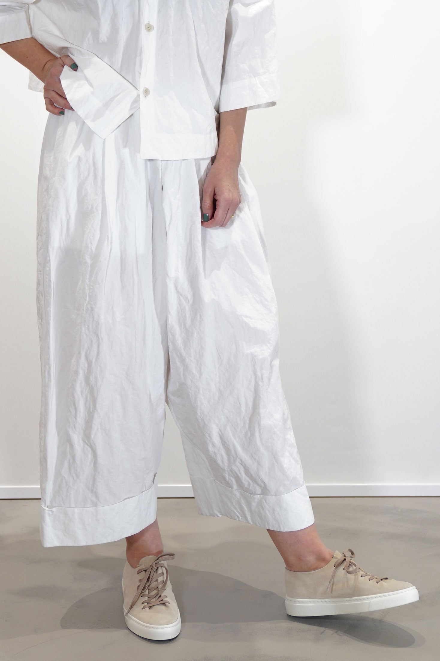 baker trousers crumpled cotton chalk