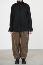 cotton lawn ruffle blouse black