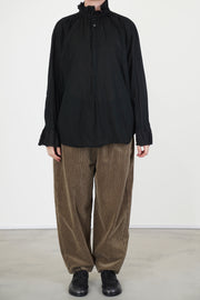 cotton lawn ruffle blouse black