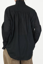 cotton lawn ruffle blouse black