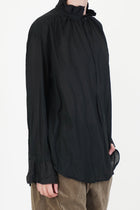 cotton lawn ruffle blouse black