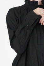 cotton lawn ruffle blouse black