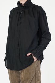 cotton lawn ruffle blouse black