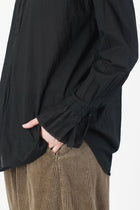 cotton lawn ruffle blouse black