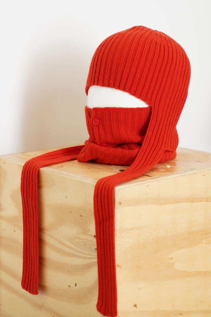 ribbed knit cap cashmere tomato