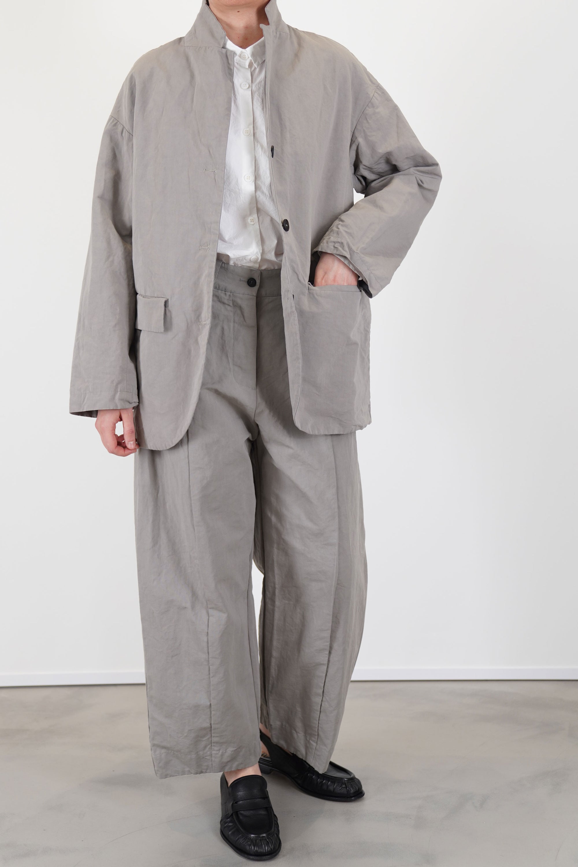 bella cotton linen jacket grey