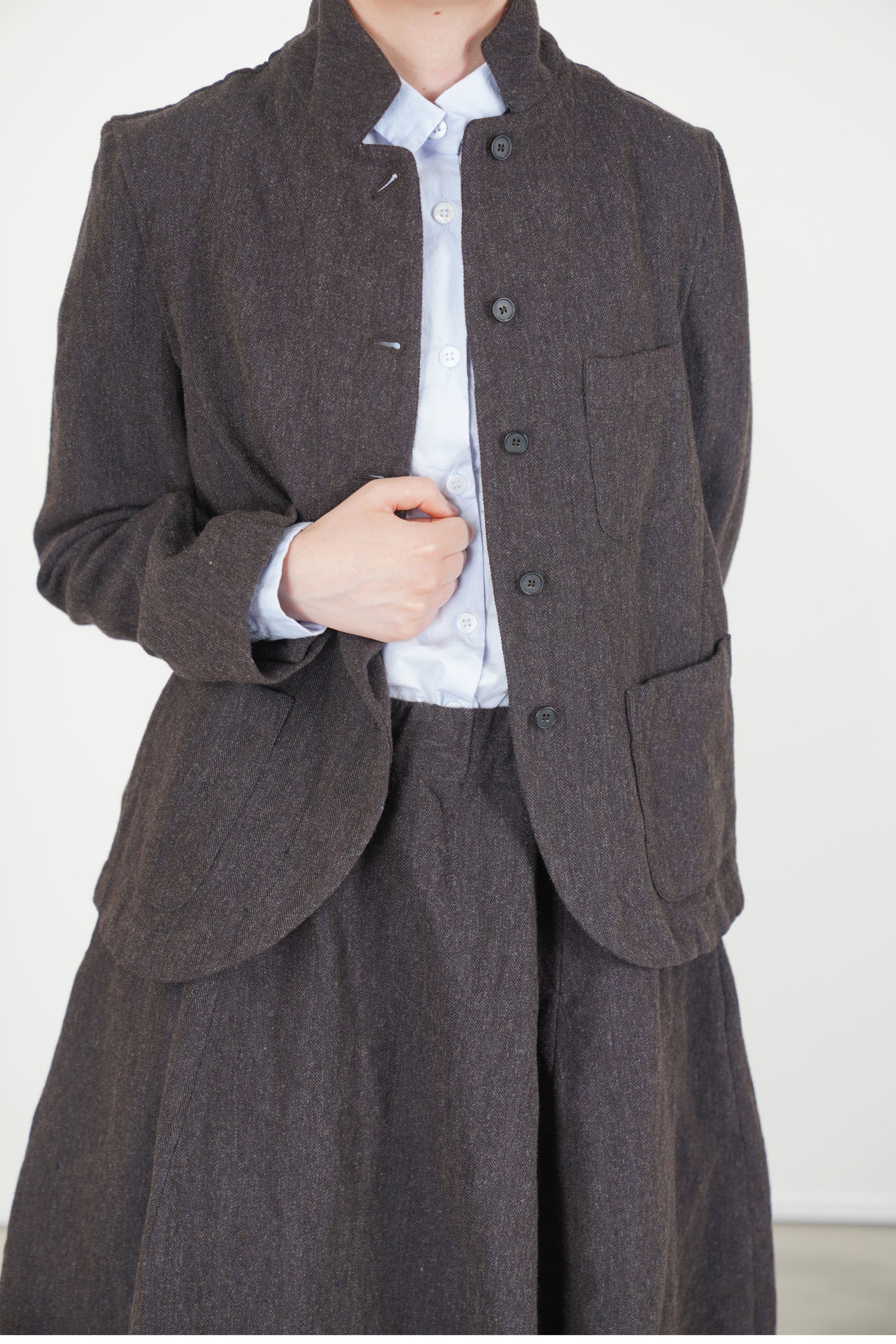 woolen caryl jacket brown navy