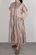 pink grey silk dress