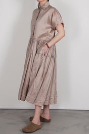 pink grey silk dress