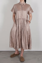 pink grey silk dress