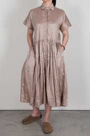 pink grey silk dress
