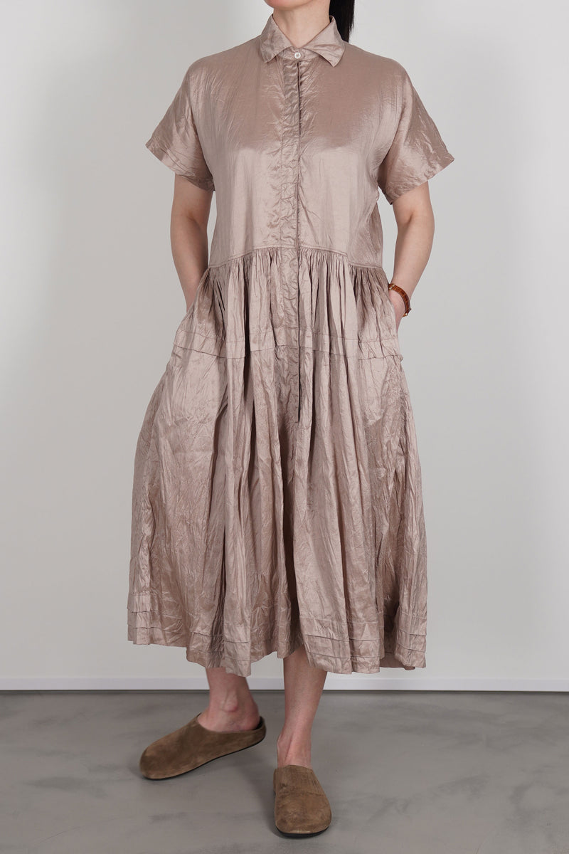 pink grey silk dress