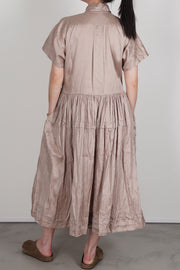 pink grey silk dress