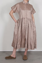 pink grey silk dress