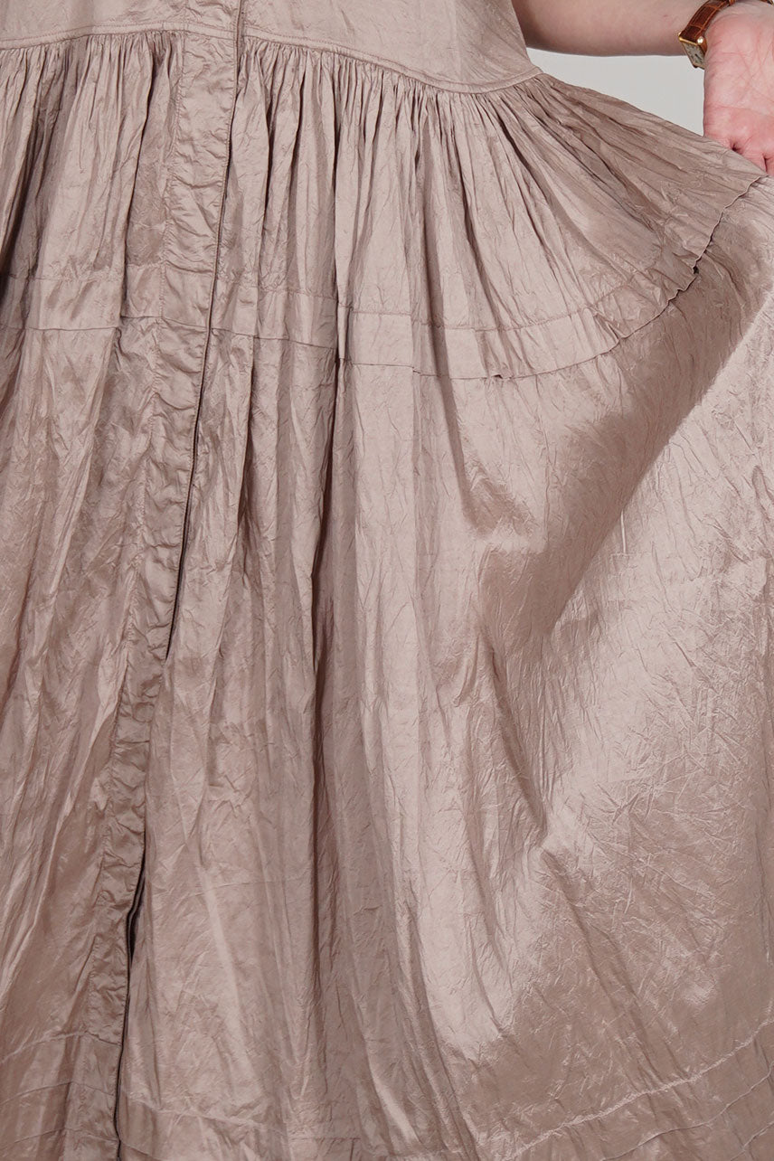 pink grey silk dress
