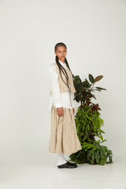 top yad plaid linen beige