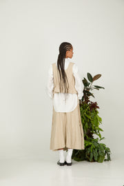 top yad plaid linen beige