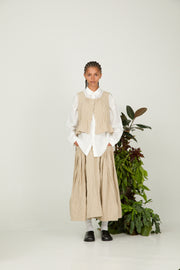 top yad plaid linen beige