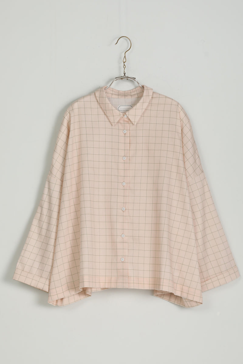 shirt brigitte peach x green check
