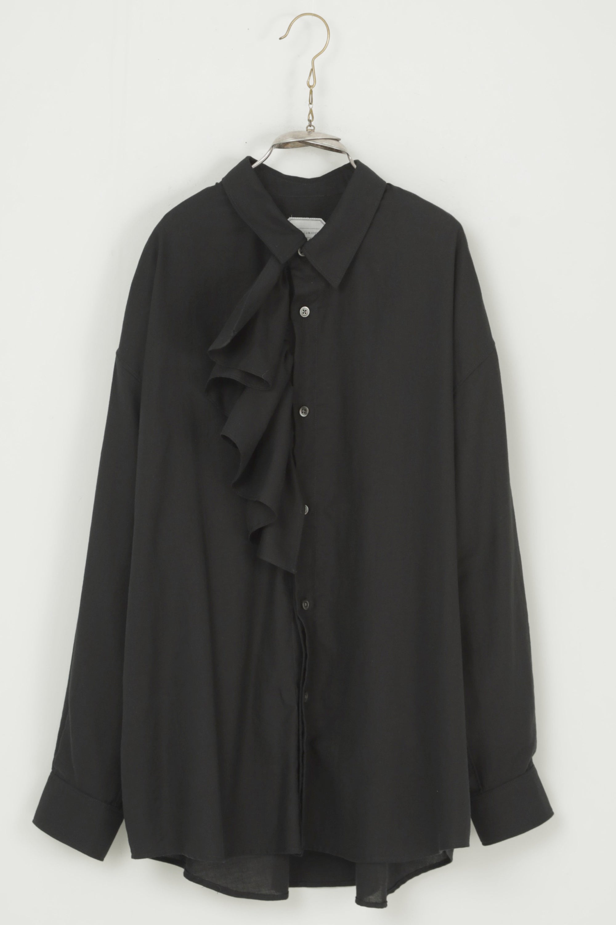 simon ruffle blouse black