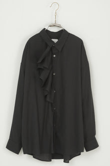 simon ruffle blouse black