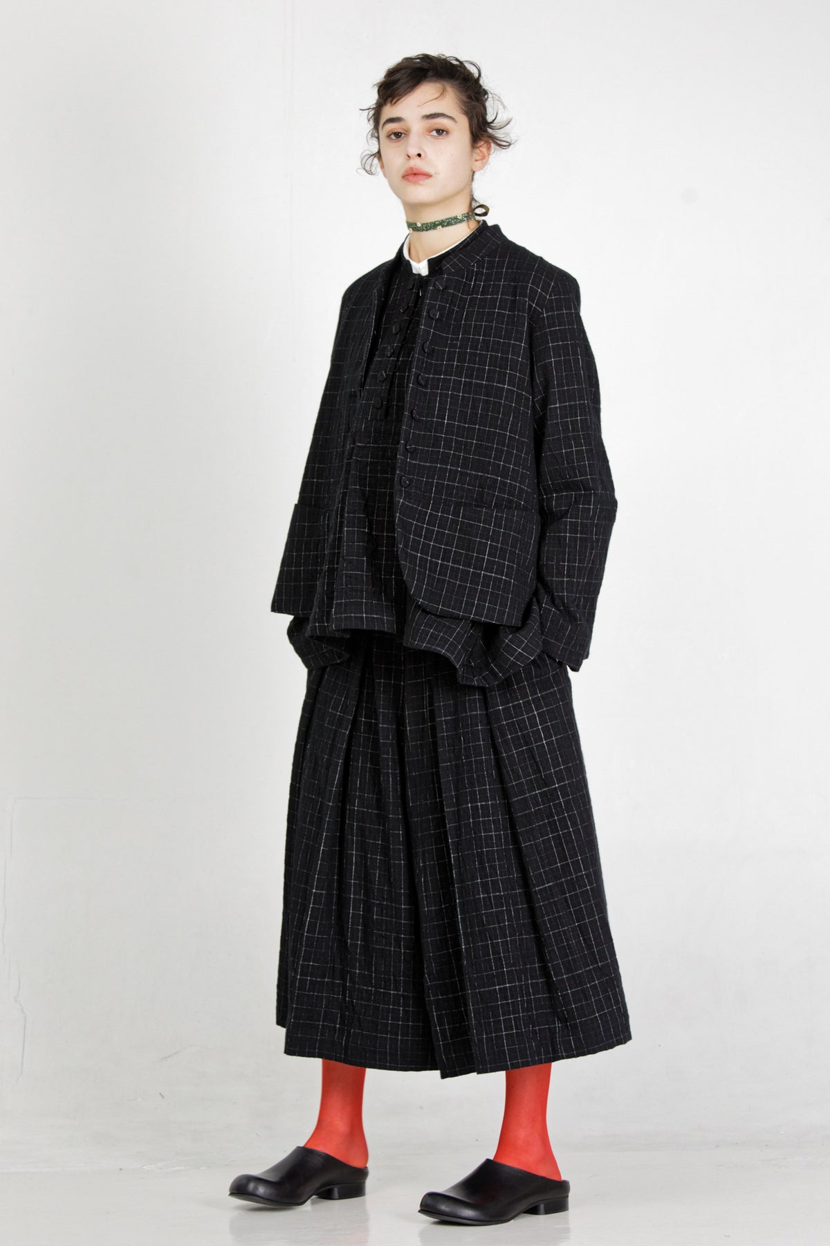 jacket jessica cotton wool chalk check black