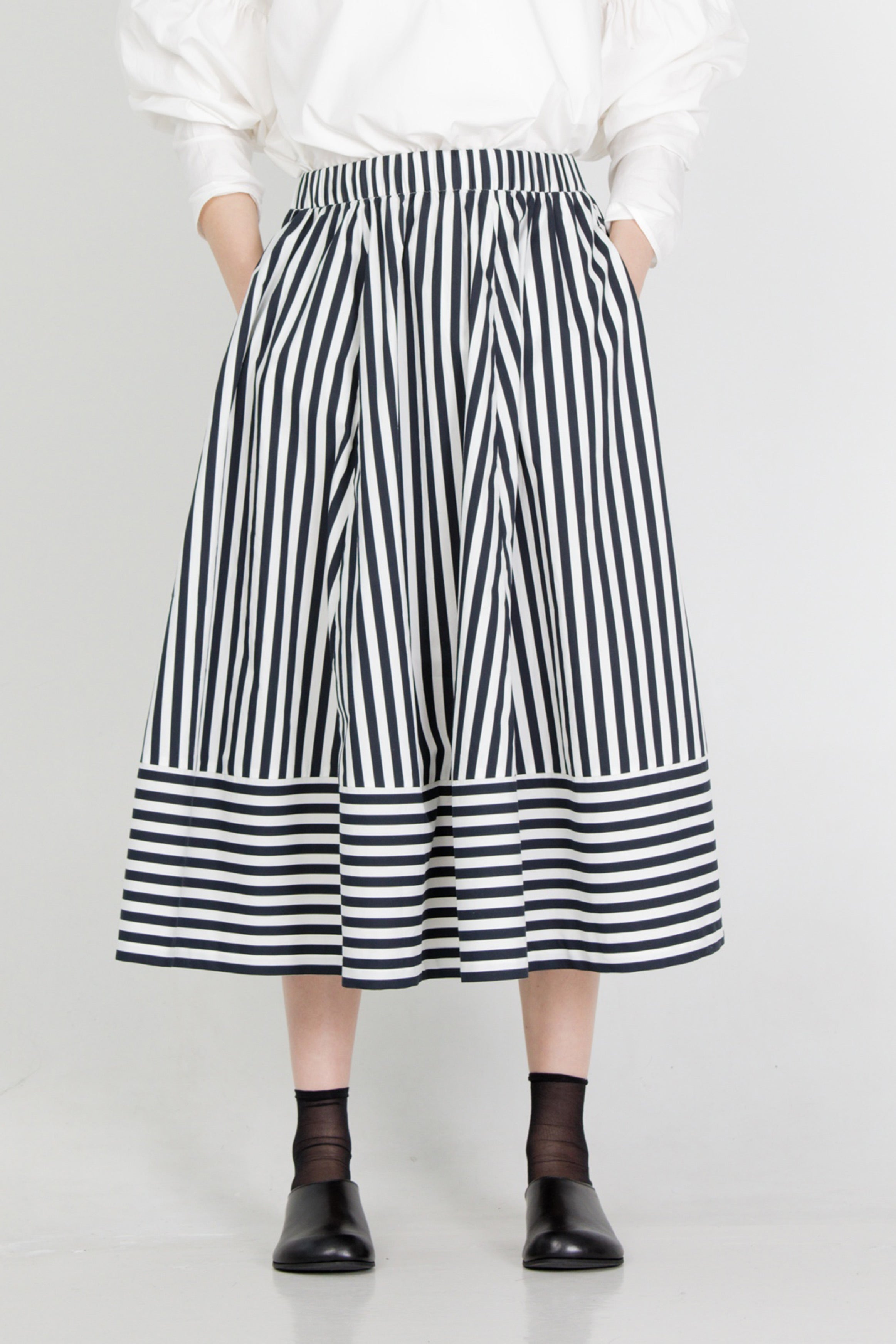 école de curiosités skirt sabrina white x navy stripe | carrousel