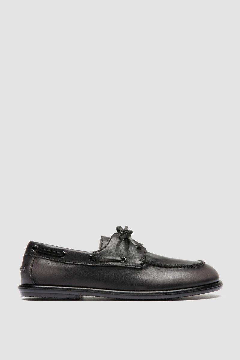 love 101 leather boat shoes grey black