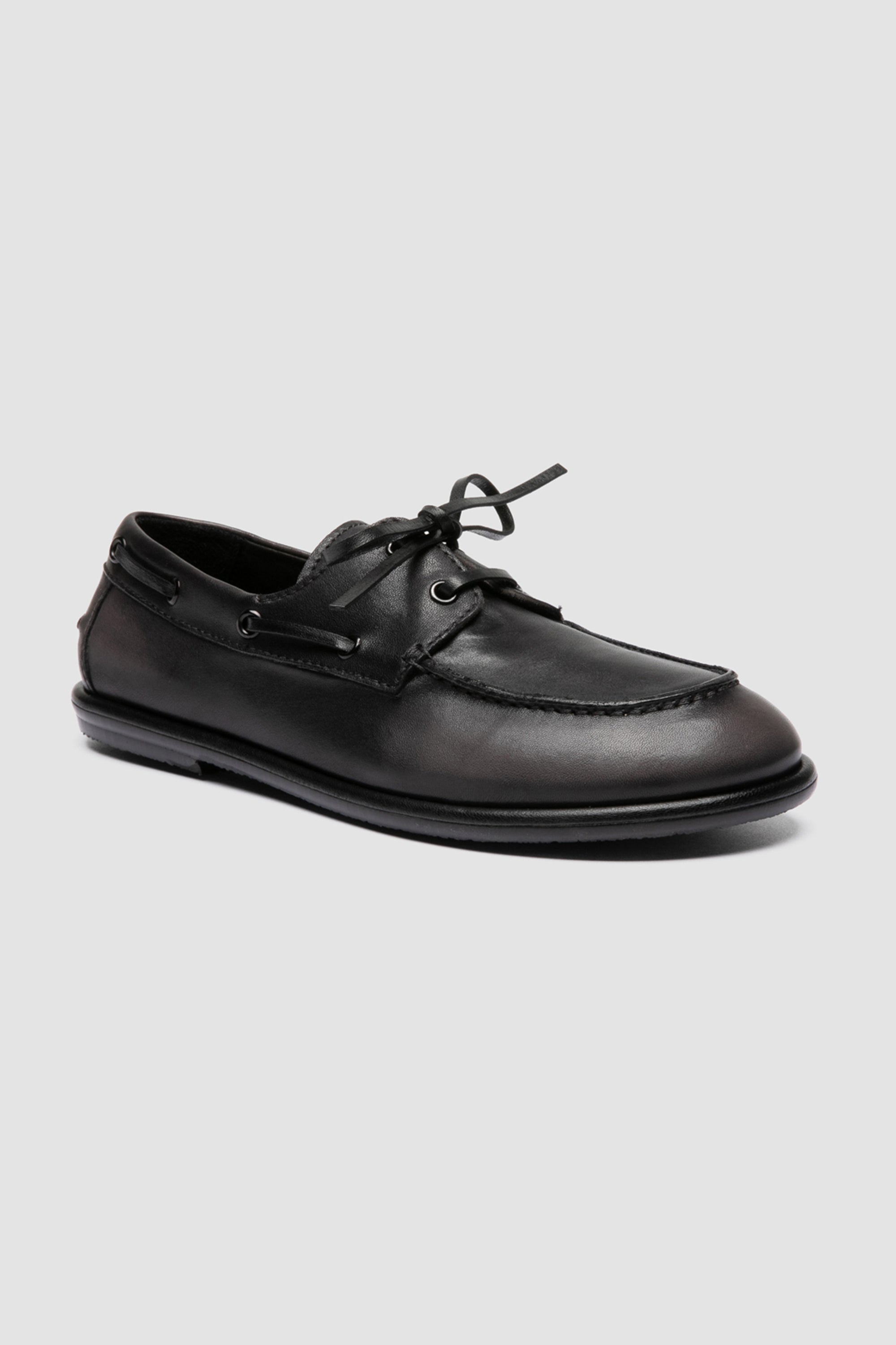 love 101 leather boat shoes black