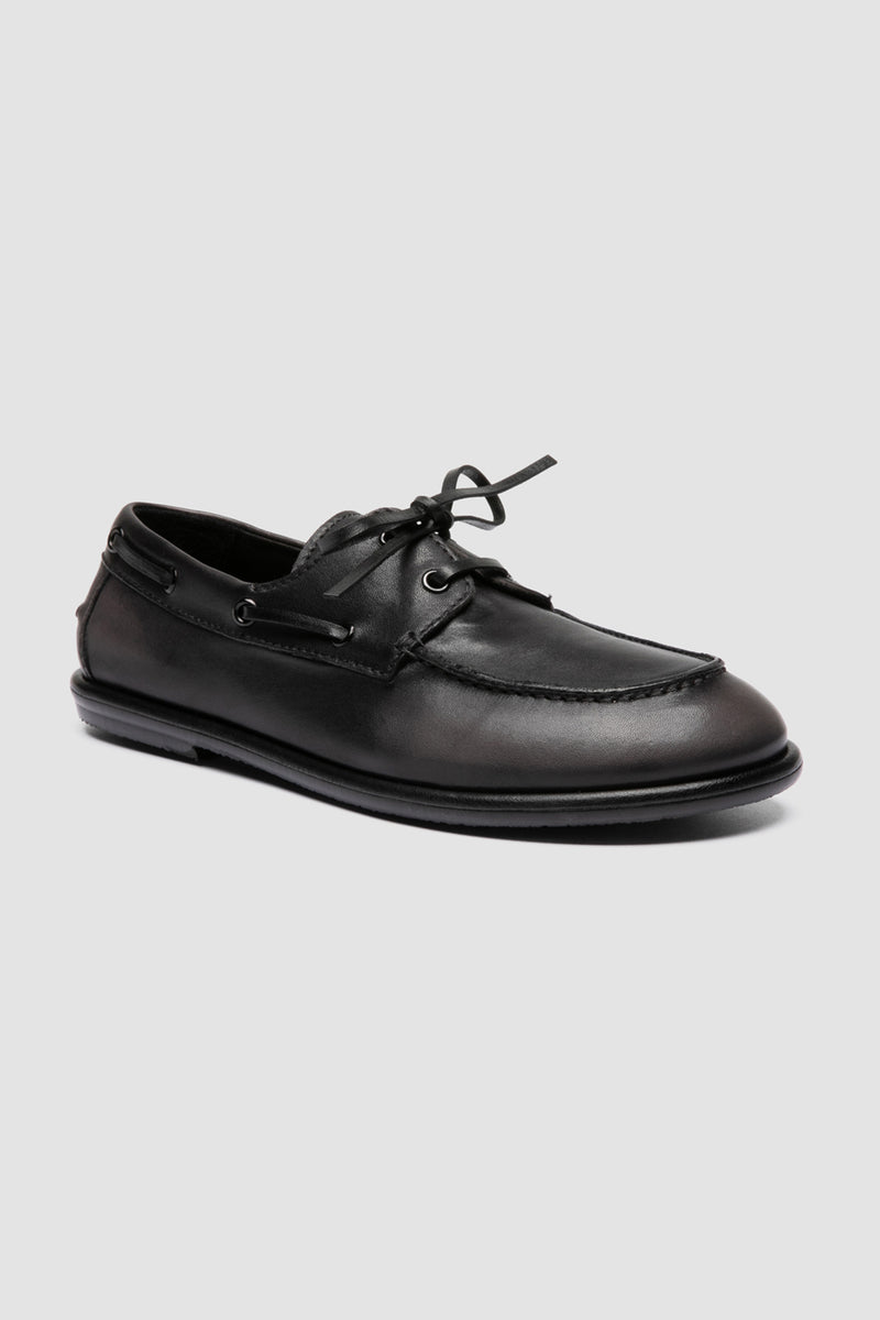 love 101 leather boat shoes grey black