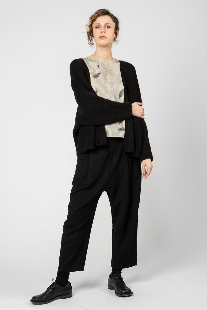 open cardigan cashmere alpaca black p2093/ts998