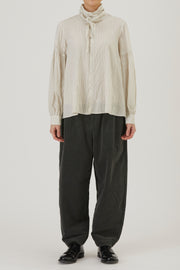 dobby stripe bow tie blouse ivory