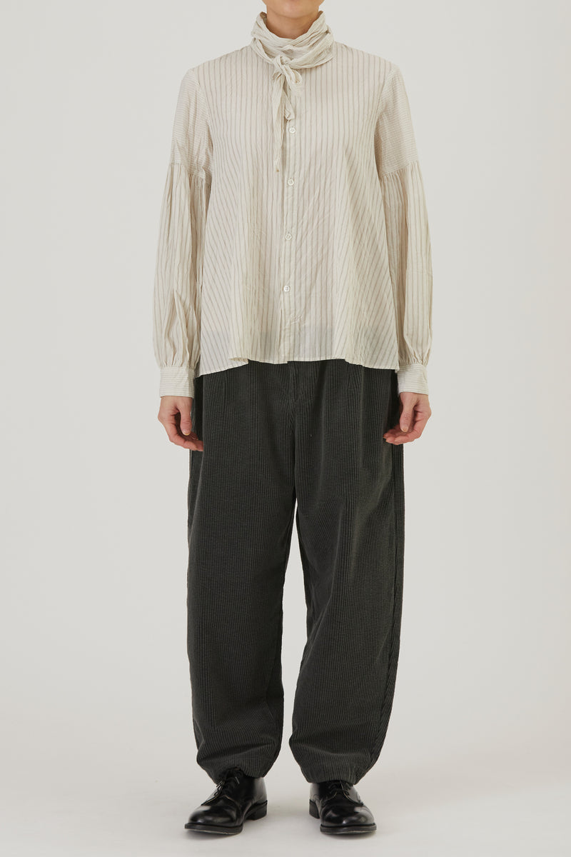 dobby stripe bow tie blouse ivory