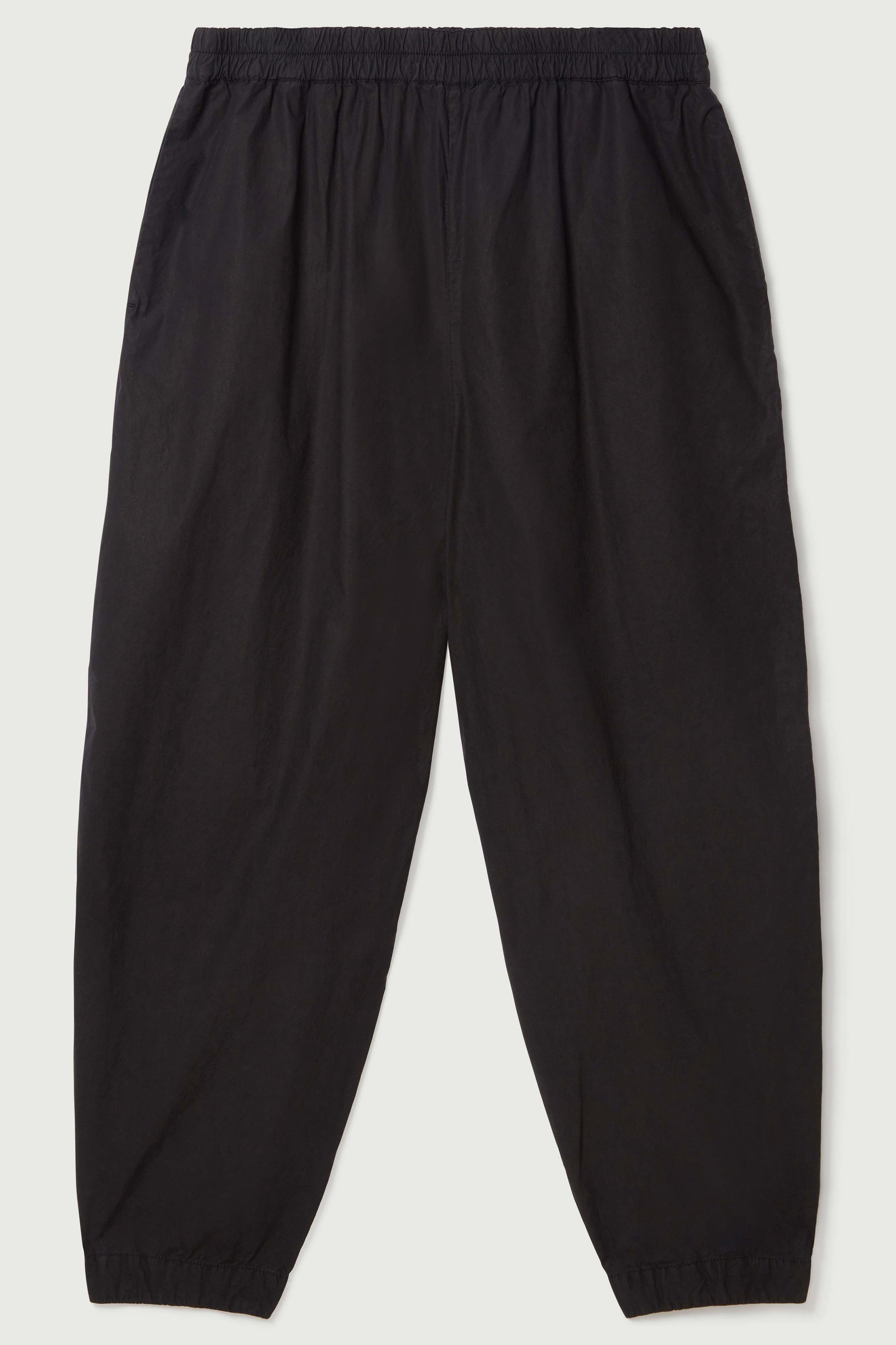 product view of toogood acrobat trousers poplin flint with an elasticated waistband and tapered leg